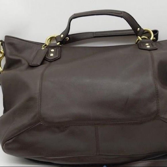 Coach Campbell Leather Izzy Satchel In Brass Mahogany - Picture 2 of 6